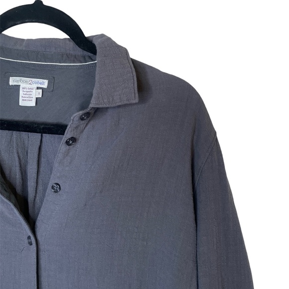 Carbon 2 Cobalt | Men’s Gray Cotton Long Sleeve Button Down Shirt - Size Large - Picture 2 of 6